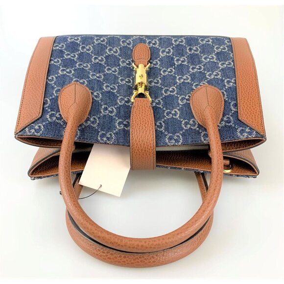 NIB Gucci Jackie 1961 Tote Bag In Blue & Ivory Medium - Picture 7 of 15